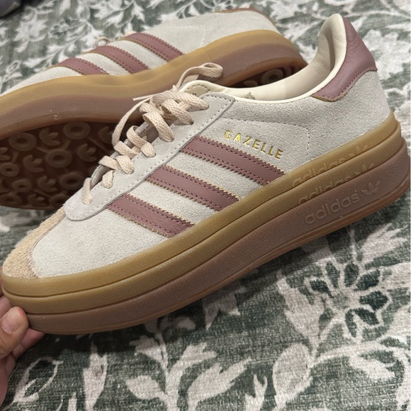 adidas Shoes - Adidas Gazelle Platform Sneakers in Cream and Pink
